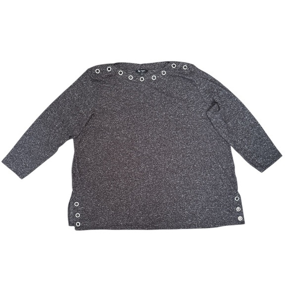 3/4 Sleeve Gray Top With Eyelet Details Women's Size 4X - Picture 1 of 8